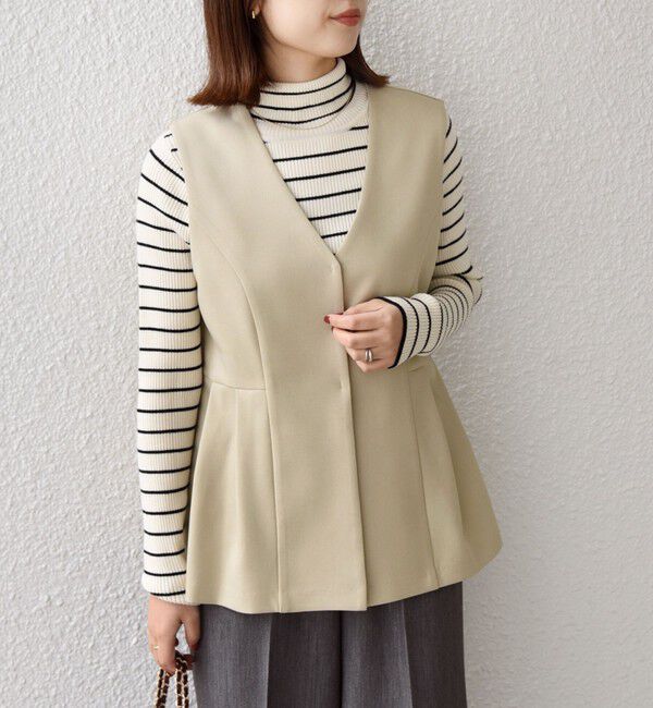 SHIPS Colors 「SHIPS Colors:〈手洗い可能〉ウールライク ペプラムベスト 2（セットアップ対応可能）◇」|ベスト・ジレ|ベージュ