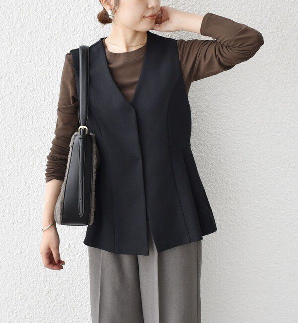 SHIPS Colors 「SHIPS Colors:〈手洗い可能〉ウールライク ペプラムベスト 2（セットアップ対応可能）◇」|ベスト・ジレ|