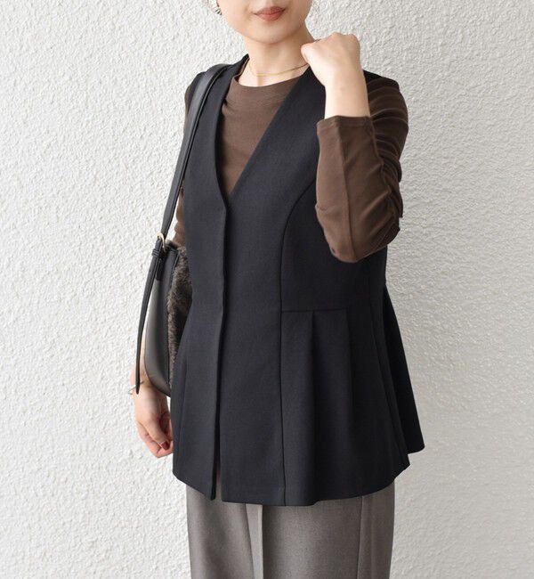 SHIPS Colors 「SHIPS Colors:〈手洗い可能〉ウールライク ペプラムベスト 2（セットアップ対応可能）◇」|ベスト・ジレ|