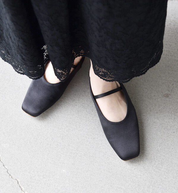 SHIPS any「【SHIPS any別注】eblouna: スクエア スリングバック パンプス」|パンプス|ブラック