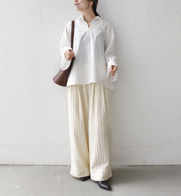 SHIPS any「SHIPS any:〈洗濯機可能〉フラワー モチーフ Aライン スキッパー シャツ ブラウス」|シャツ・ブラウス|