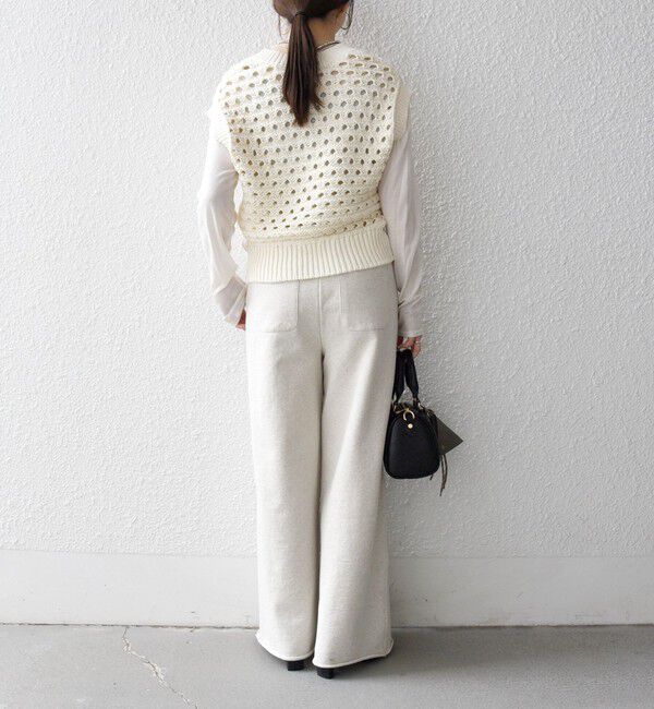 SHIPS any「《予約》SHIPS any:〈手洗い可能〉コットン ミックス 透かし編み Vネック ベスト」|ベスト・ジレ|