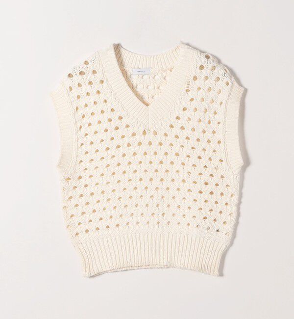 SHIPS any「《予約》SHIPS any:〈手洗い可能〉コットン ミックス 透かし編み Vネック ベスト」|ベスト・ジレ|