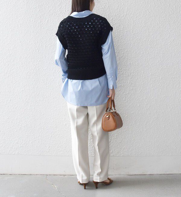 SHIPS any「《予約》SHIPS any:〈手洗い可能〉コットン ミックス 透かし編み Vネック ベスト」|ベスト・ジレ|