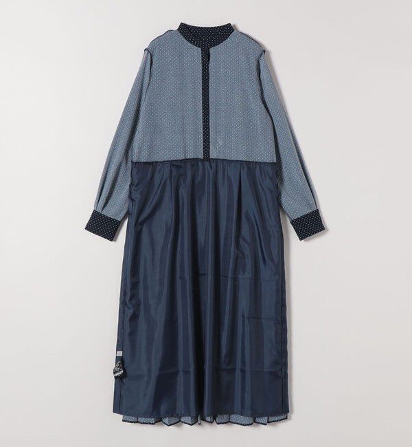 SHIPS any「《予約》SHIPS any:〈手洗い可能〉ドット バンドカラー プリーツ ロング ワンピース」|ワンピース|