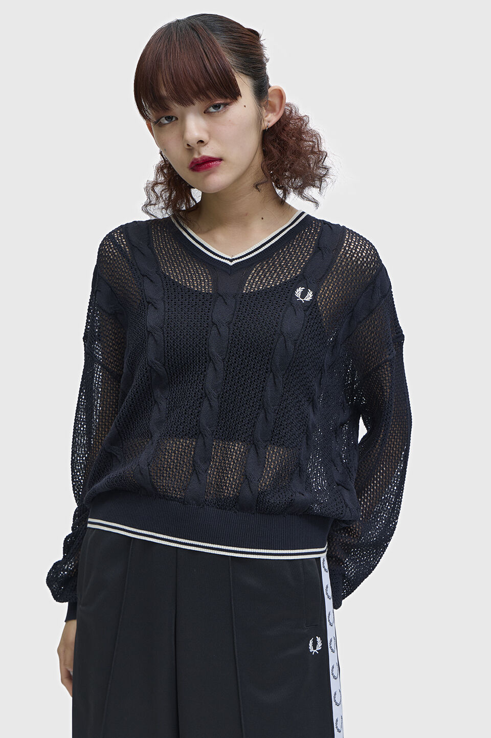 FRED PERRY 「Mesh Cable Knit Jumper」|ニット・セーター|NAVY