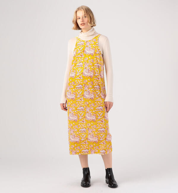 SOULEIADO「ブライトベロア プリントナローワンピース」|ワンピース|22 イエロー系