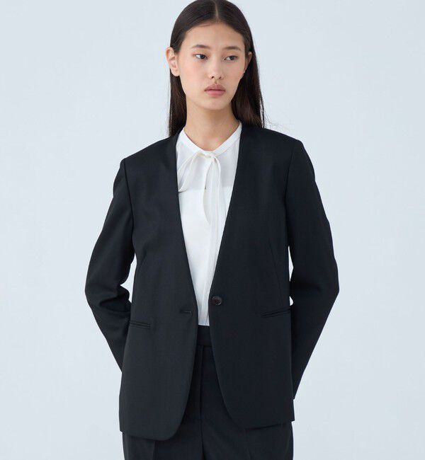 TOMORROWLAND collection「シャイニーピンヘッド Vカラージャケット」|テーラードジャケット|