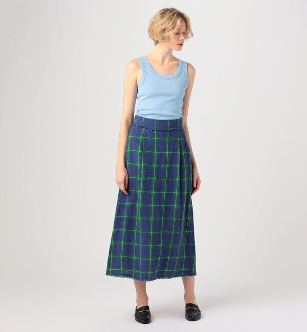 MACPHEE「アイリッシュリネン タックフレアロングスカート」|フレア|