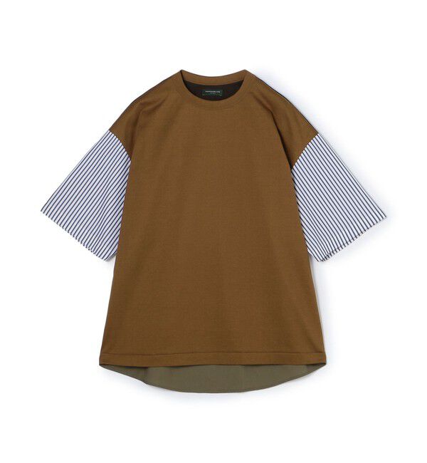 TOMORROWLAND MENS「コットン天竺 シャツコンビショートスリーブクルーネックプルオーバー」|Tシャツ・カットソー|47 ブラウン