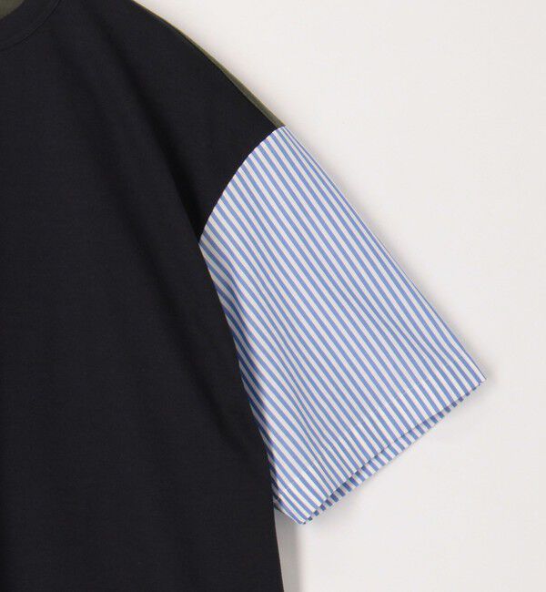 TOMORROWLAND MENS「コットン天竺 シャツコンビショートスリーブクルーネックプルオーバー」|Tシャツ・カットソー|