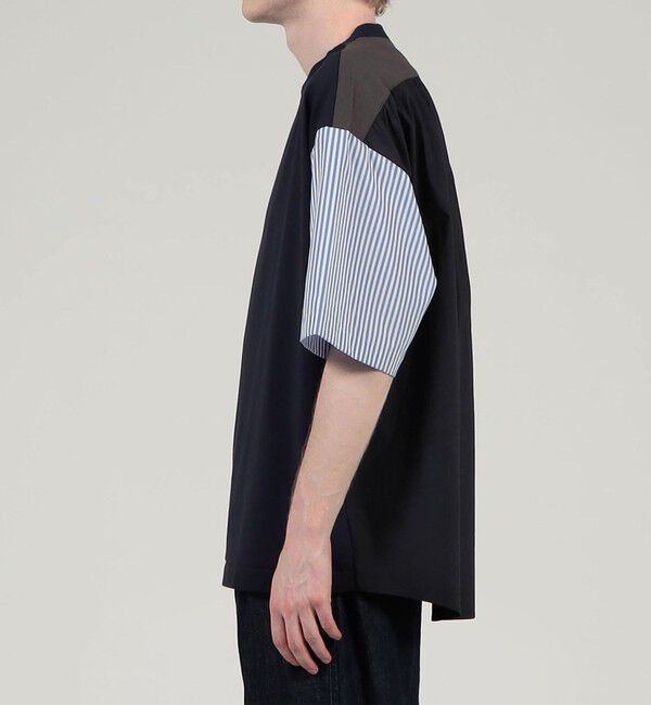 TOMORROWLAND MENS「コットン天竺 シャツコンビショートスリーブクルーネックプルオーバー」|Tシャツ・カットソー|