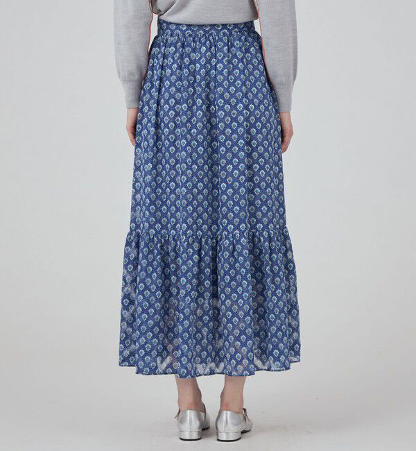 SOULEIADO「ポリエステルプリント ティアードマキシスカート」|フレア|