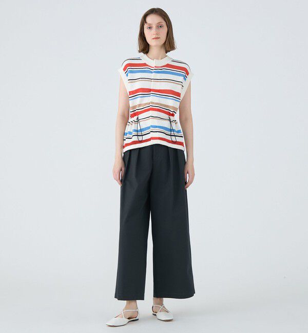 MACPHEE「パイルボーダー クルーネックベスト」|ベスト・ジレ|