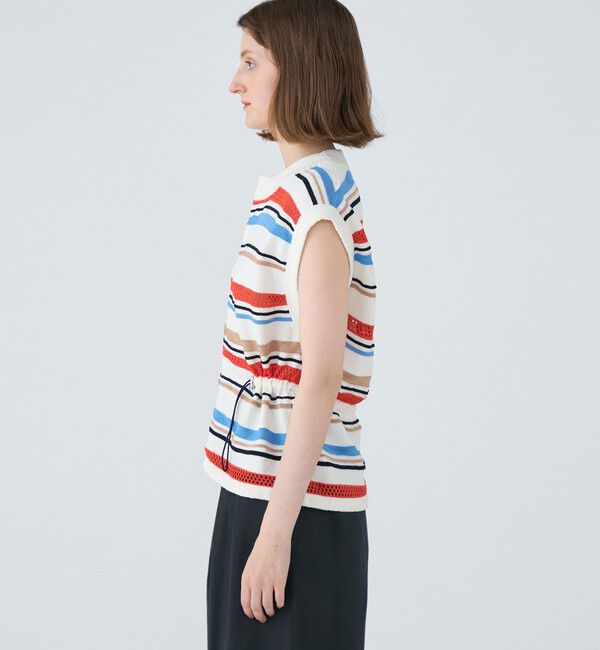 MACPHEE「パイルボーダー クルーネックベスト」|ベスト・ジレ|