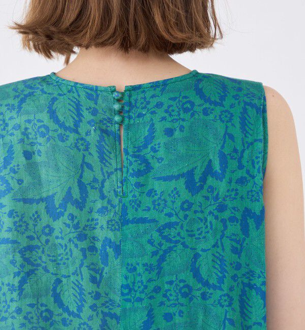 SOULEIADO「リネンプリント ノースリーブワンピース」|ワンピース|