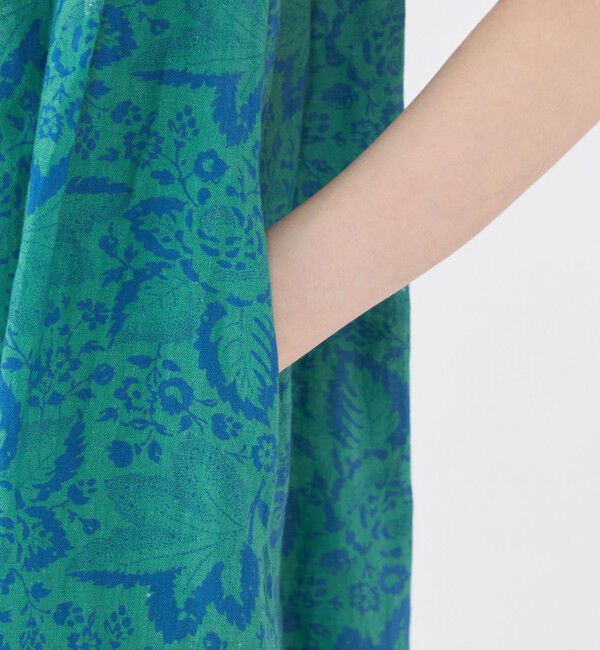 SOULEIADO「リネンプリント ノースリーブワンピース」|ワンピース|