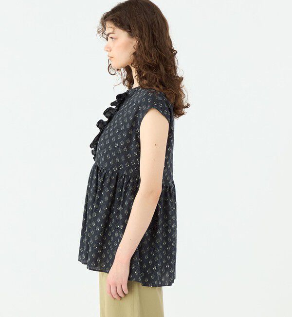 SOULEIADO「レーヨンプリント アシンメトリーフリルブラウス」|シャツ・ブラウス|