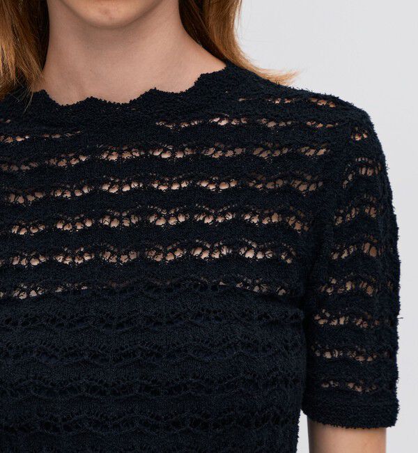 BACCA「パイルレース ハーフスリーブプルオーバー」|ニット・セーター|