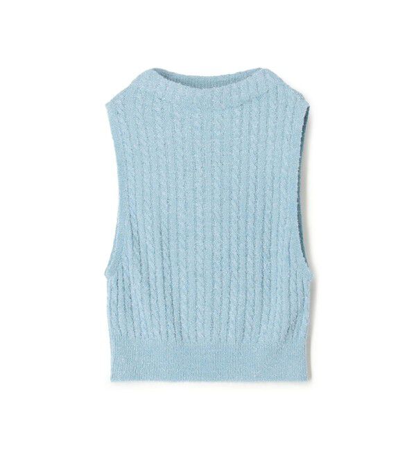 DES PRES「シルクループヤーン ケーブルベスト」|ベスト・ジレ|61 ライトブルー