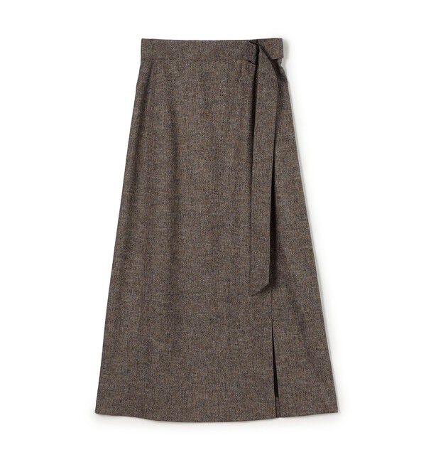 MACPHEE「ネップツイード マキシスカート」|台形|49 ダークブラウン