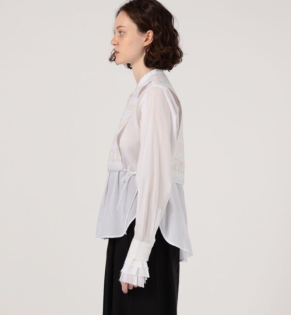 TOMORROWLAND GOODS「JANE GUSTAVSSON MONA コットンエンブロイダリー バンドネックブラウス」|シャツ・ブラウス|