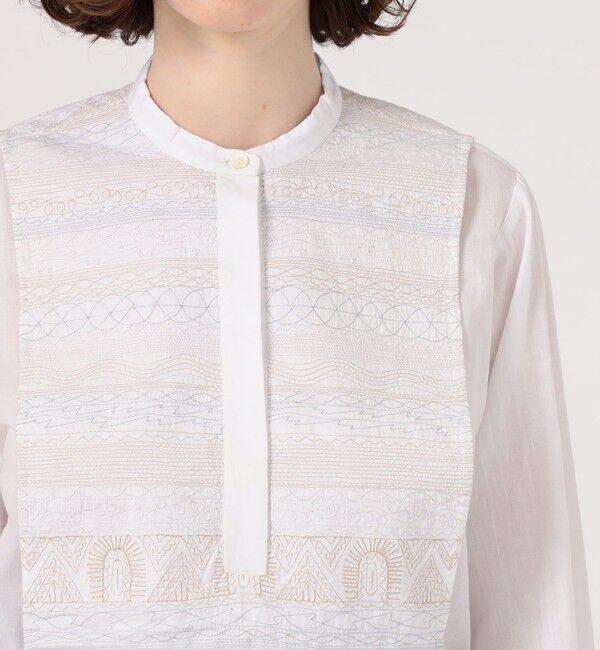 TOMORROWLAND GOODS「JANE GUSTAVSSON MONA コットンエンブロイダリー バンドネックブラウス」|シャツ・ブラウス|