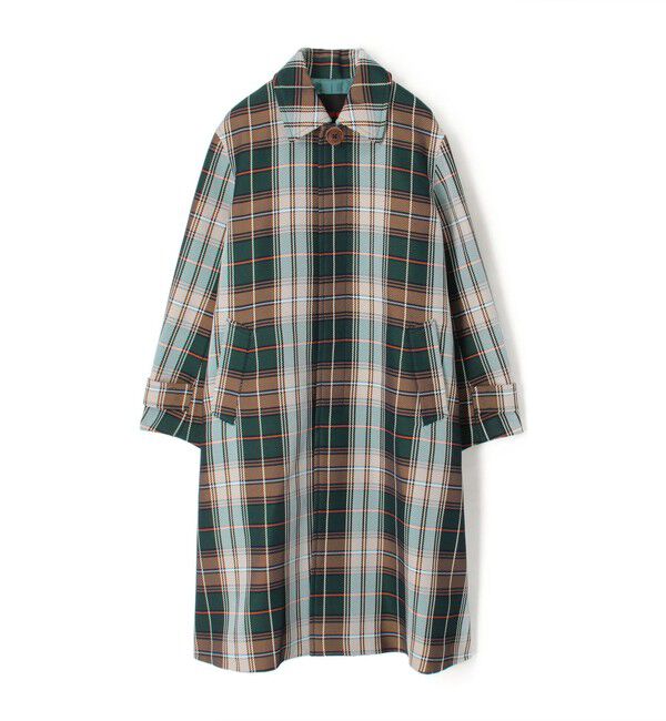 CABaN「ポリエステル ビッグチェックジャカード ステンカラーコート」|ステンカラーコート|58 ダークグリーン系