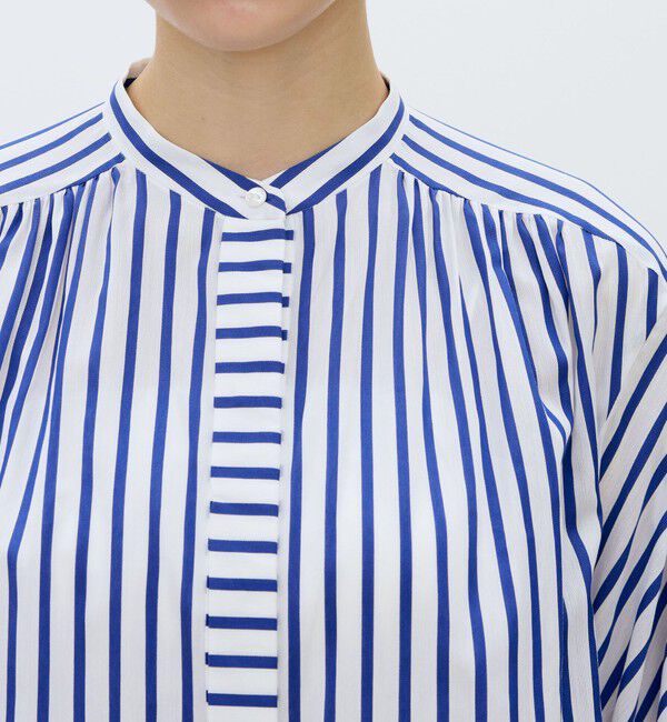 TOMORROWLAND collection「トラックストライプ ギャザーブラウス」|シャツ・ブラウス|