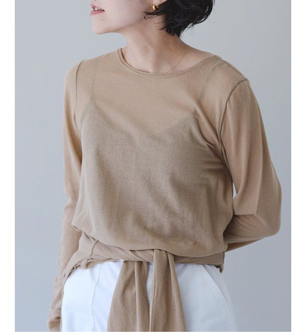 EMILYWEEK「シアークルーネックプルオーバー」|Tシャツ・カットソー|ベージュ