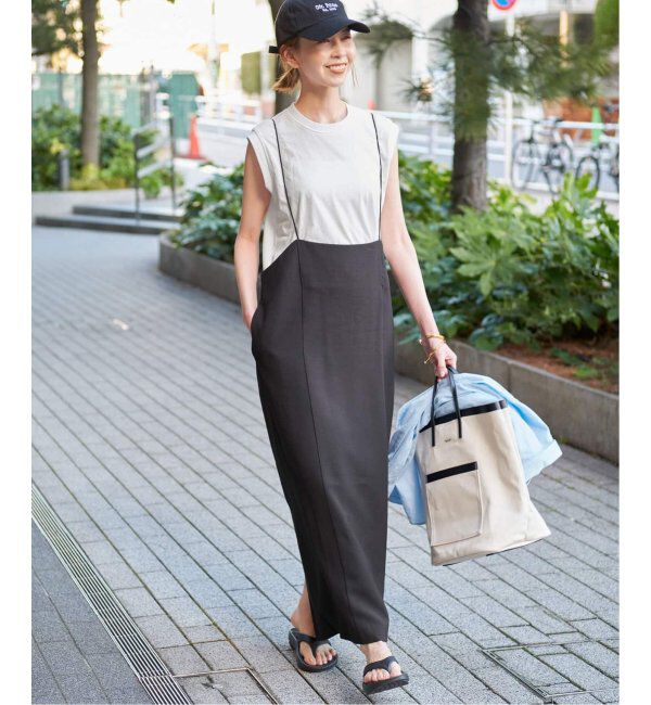 SLOBE IENA「《追加/2枚セット》アイラインキャミワンピース&times;ノースリーブTEEセット」|ワンピース|