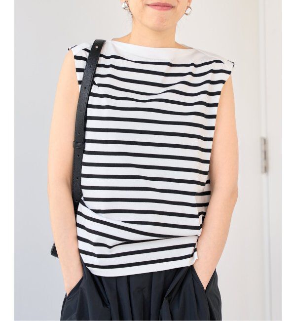 IENA「《追加》SEATTLE 度詰め ボーダー ノースリーブ」|ニット・セーター|