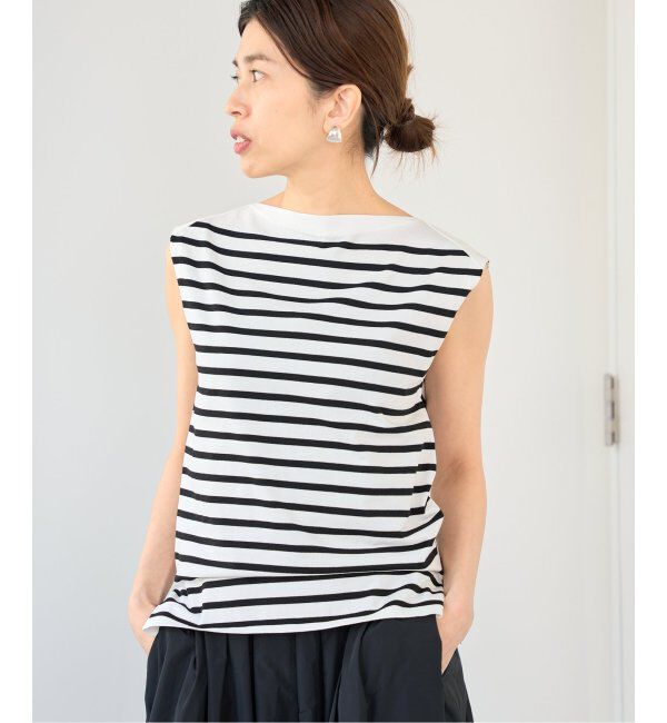 IENA「《追加》SEATTLE 度詰め ボーダー ノースリーブ」|ニット・セーター|