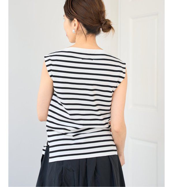 IENA「《追加》SEATTLE 度詰め ボーダー ノースリーブ」|ニット・セーター|