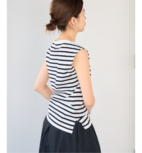 IENA「《追加》SEATTLE 度詰め ボーダー ノースリーブ」|ニット・セーター|