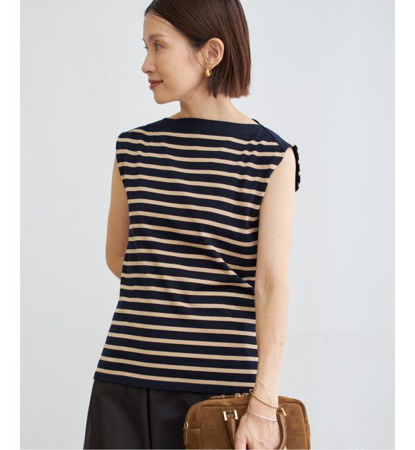 IENA「《追加》SEATTLE 度詰め ボーダー ノースリーブ」|ニット・セーター|