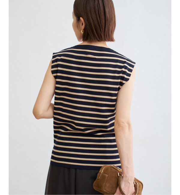 IENA「《追加》SEATTLE 度詰め ボーダー ノースリーブ」|ニット・セーター|