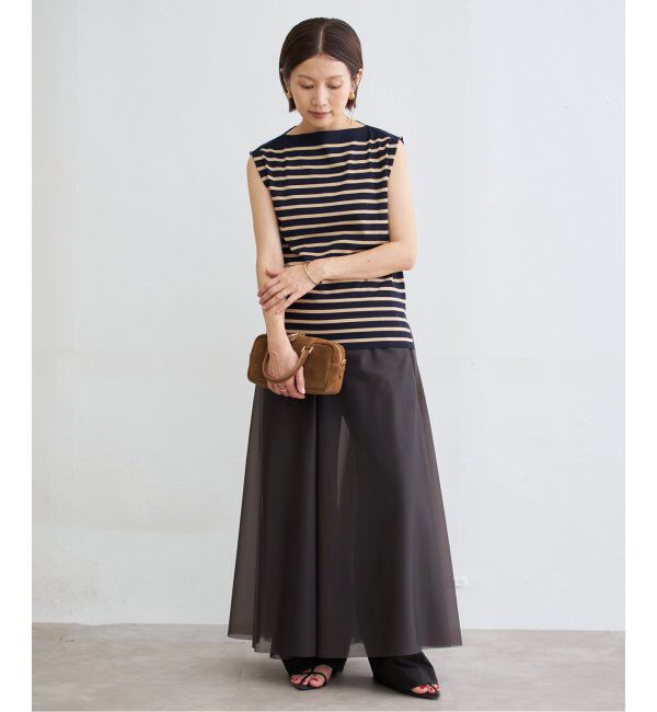 IENA「《追加》SEATTLE 度詰め ボーダー ノースリーブ」|ニット・セーター|