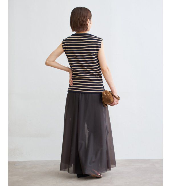 IENA「《追加》SEATTLE 度詰め ボーダー ノースリーブ」|ニット・セーター|