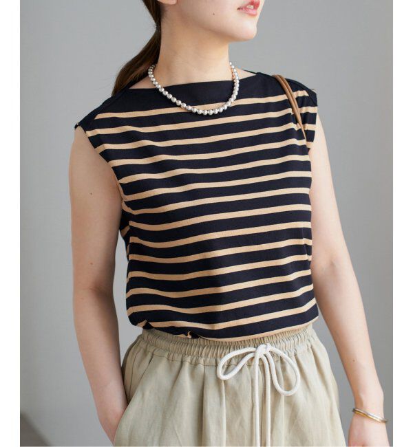 IENA「《追加》SEATTLE 度詰め ボーダー ノースリーブ」|ニット・セーター|