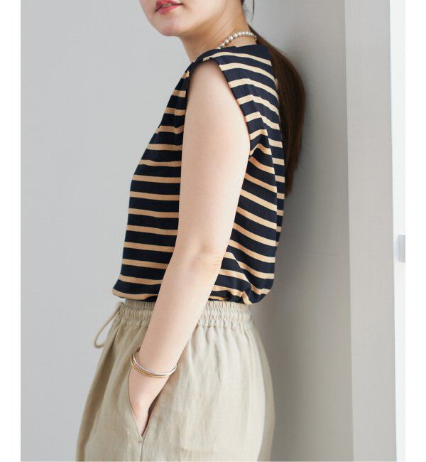 IENA「《追加》SEATTLE 度詰め ボーダー ノースリーブ」|ニット・セーター|