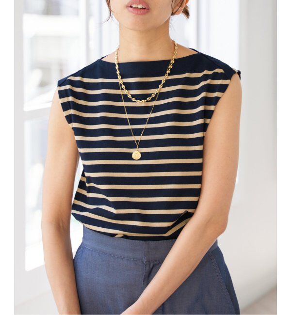 IENA「《追加》SEATTLE 度詰め ボーダー ノースリーブ」|ニット・セーター|