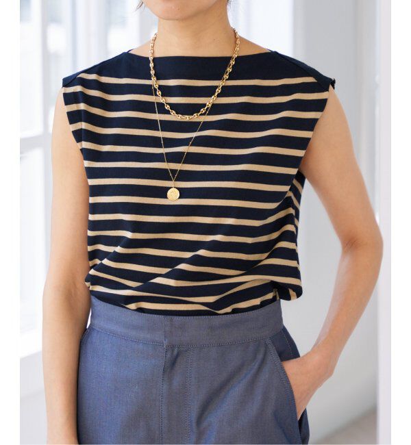 IENA「《追加》SEATTLE 度詰め ボーダー ノースリーブ」|ニット・セーター|