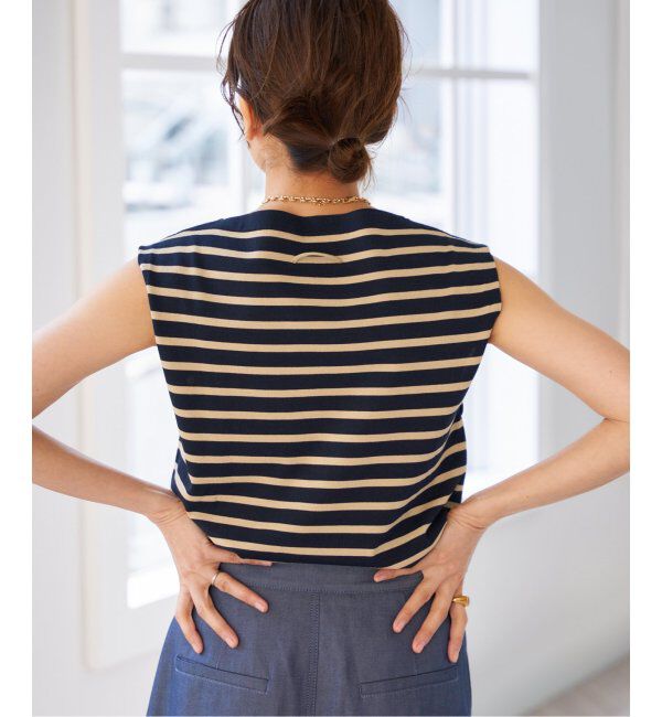 IENA「《追加》SEATTLE 度詰め ボーダー ノースリーブ」|ニット・セーター|