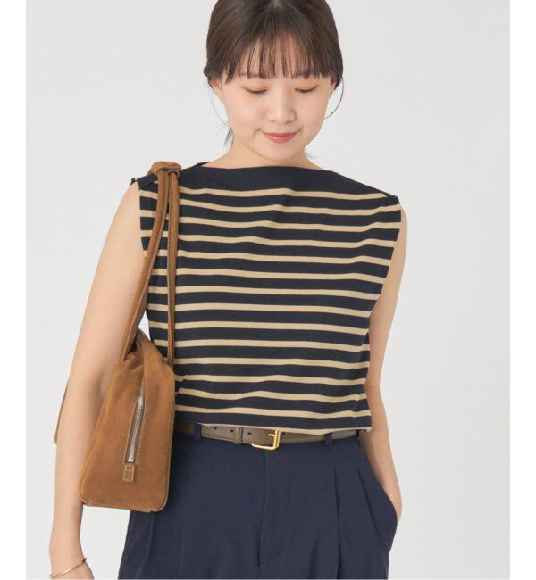 IENA「《追加》SEATTLE 度詰め ボーダー ノースリーブ」|ニット・セーター|