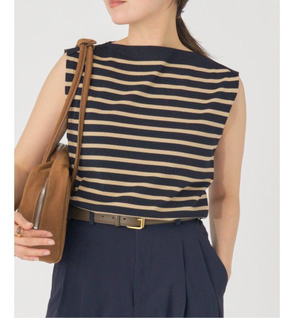 IENA「《追加》SEATTLE 度詰め ボーダー ノースリーブ」|ニット・セーター|