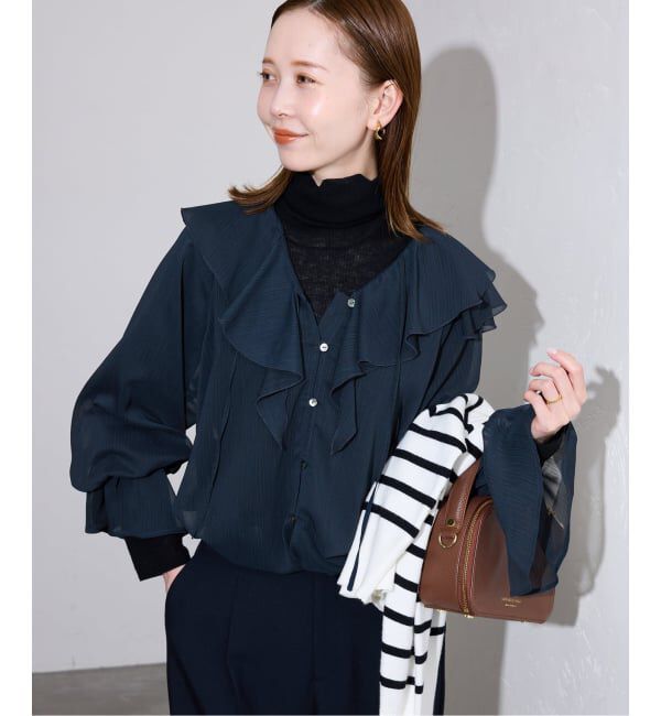 SLOBE IENA「フロントスキッパーラッフルブラウス」|シャツ・ブラウス|