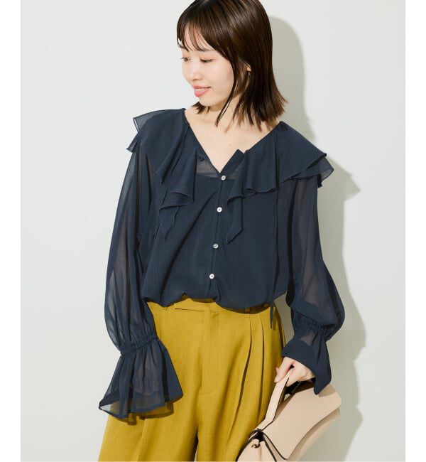SLOBE IENA「フロントスキッパーラッフルブラウス」|シャツ・ブラウス|