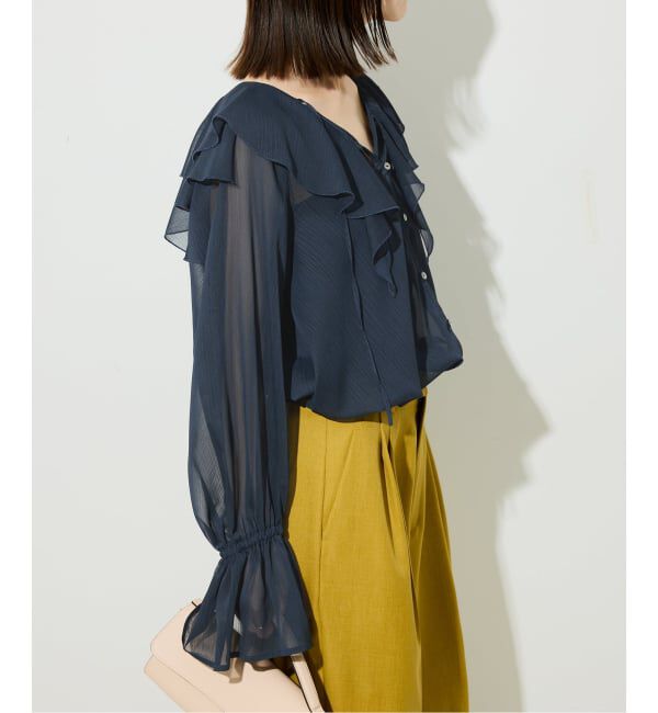SLOBE IENA「フロントスキッパーラッフルブラウス」|シャツ・ブラウス|