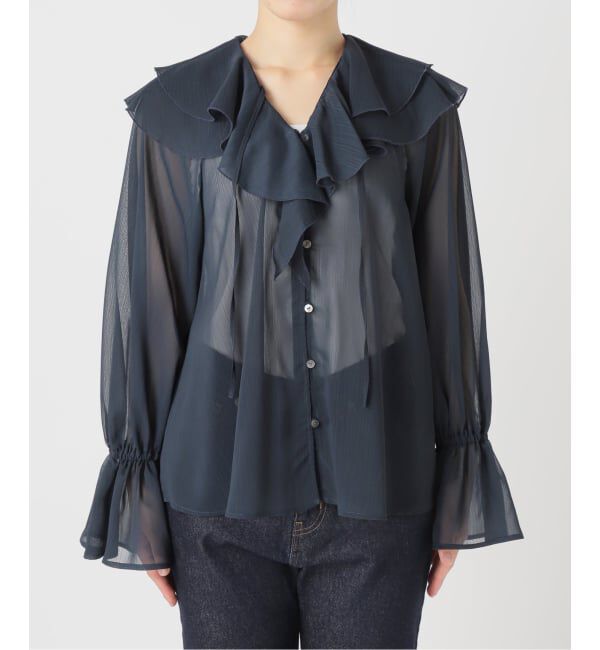 SLOBE IENA「フロントスキッパーラッフルブラウス」|シャツ・ブラウス|